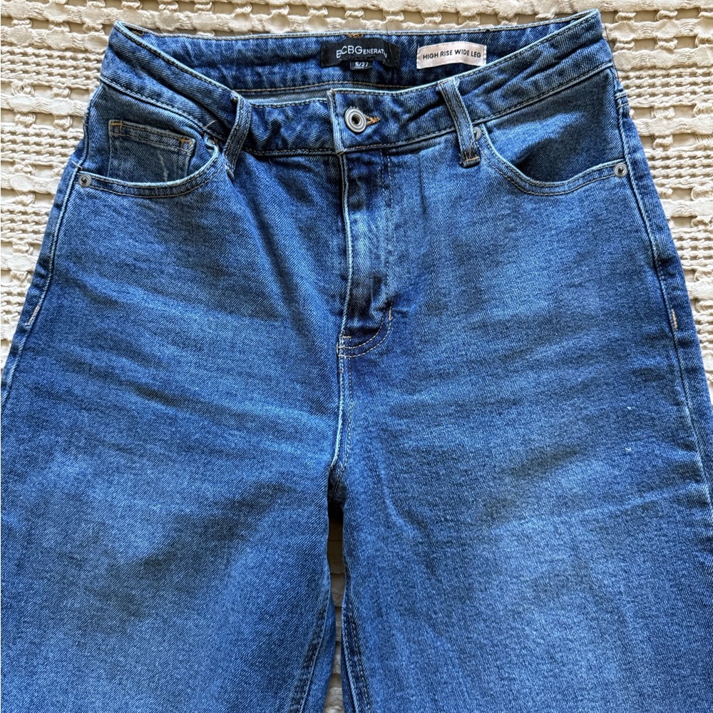 BCBGeneration High Rise Wide Leg Denim Jeans